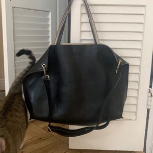 Vegan leather convertible shoulder/cross body tote